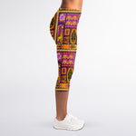 African Ethnic Tribal Inspired Print Women's Capri Leggings