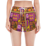 African Ethnic Tribal Inspired Print Women's Split Running Shorts