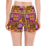 African Ethnic Tribal Inspired Print Women's Split Running Shorts