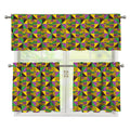 African Kente Pattern Print 3 Piece Kitchen Curtains