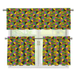 African Kente Pattern Print 3 Piece Kitchen Curtains