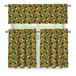African Kente Pattern Print 3 Piece Kitchen Curtains