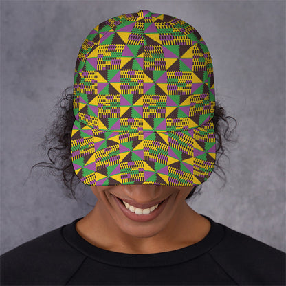 African Kente Pattern Print Baseball Cap