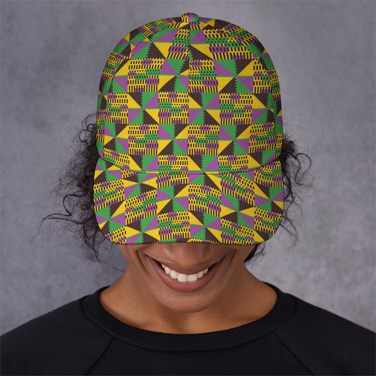 African Kente Pattern Print Baseball Cap