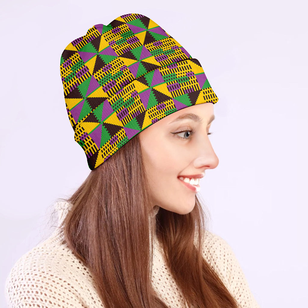 African Kente Pattern Print Beanie