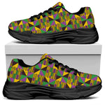 African Kente Pattern Print Black Chunky Shoes