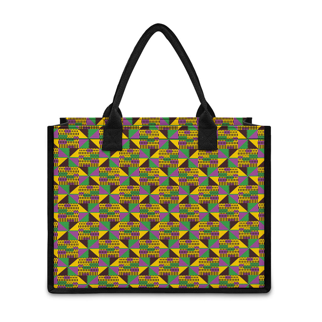 African Kente Pattern Print Canvas Tote Bag