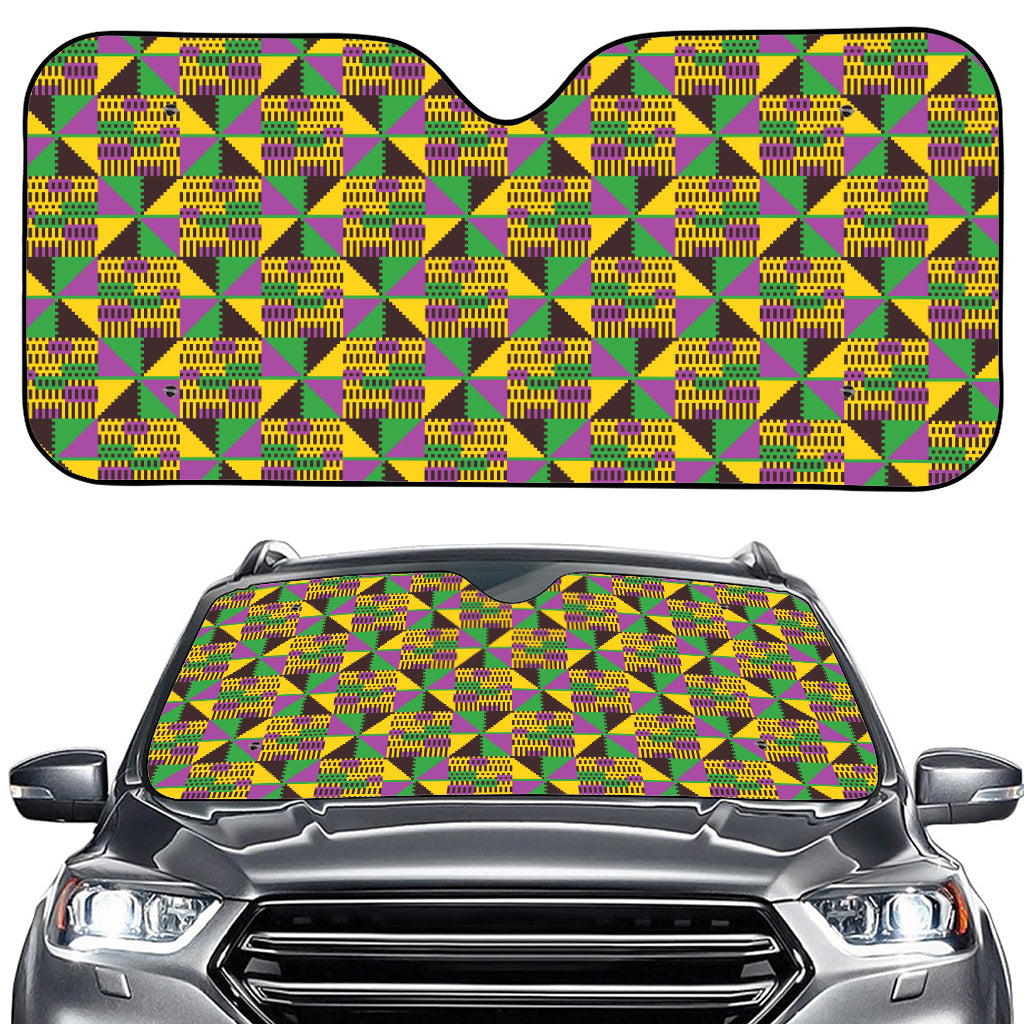 African Kente Pattern Print Car Windshield Sun Shade