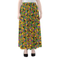 African Kente Pattern Print Chiffon Maxi Skirt