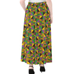 African Kente Pattern Print Chiffon Maxi Skirt