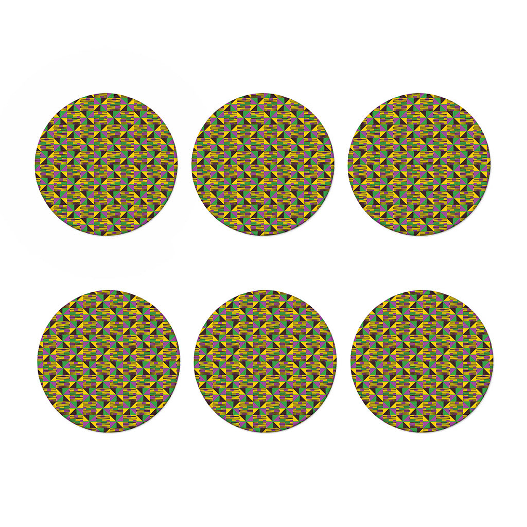 African Kente Pattern Print Coaster Set