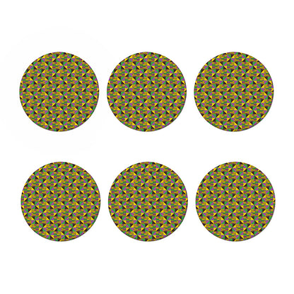 African Kente Pattern Print Coaster Set