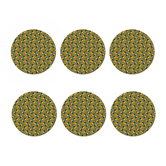 African Kente Pattern Print Coaster Set