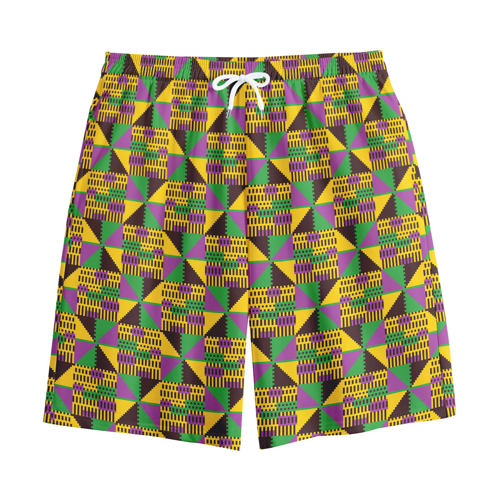African Kente Pattern Print Cotton Shorts