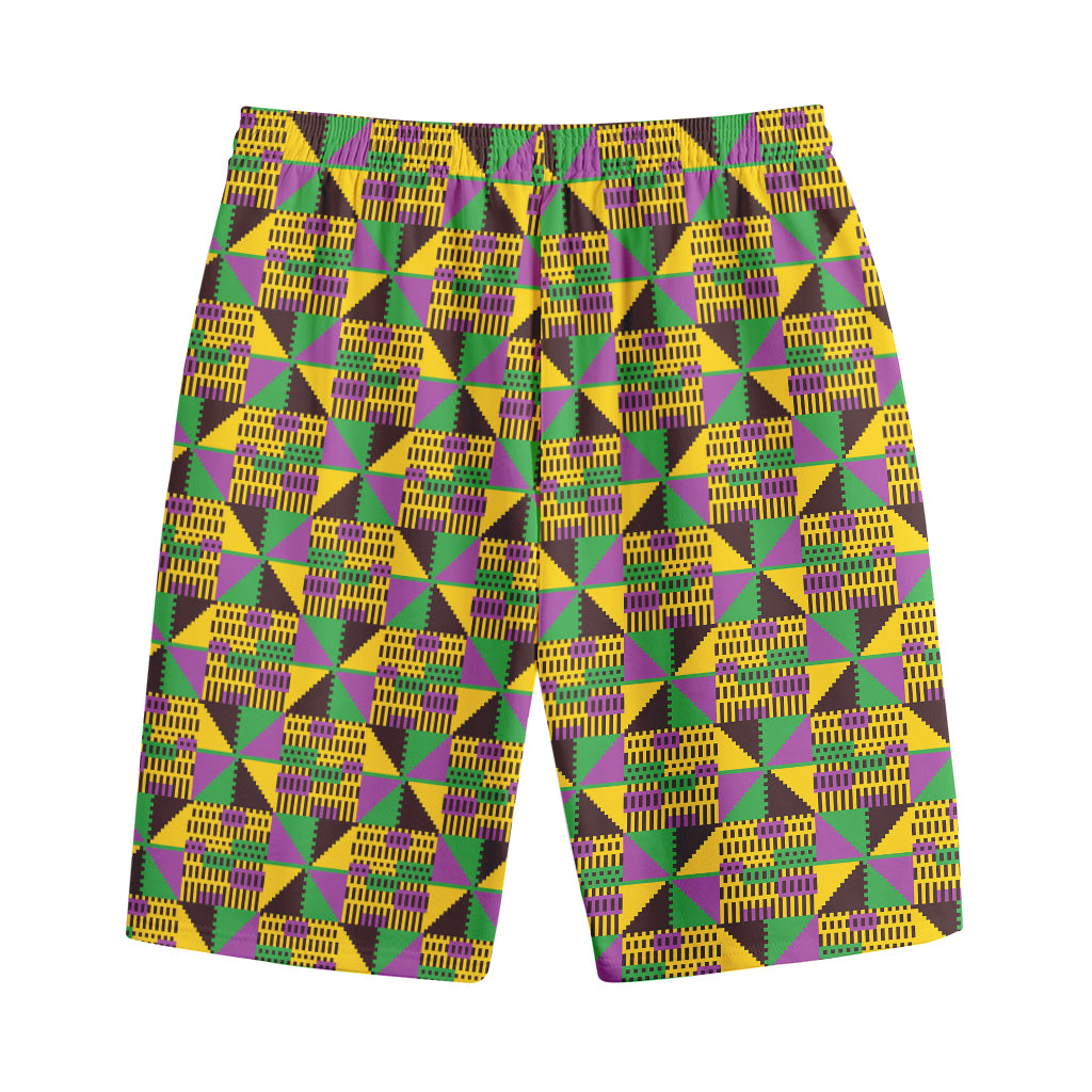 African Kente Pattern Print Cotton Shorts