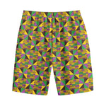 African Kente Pattern Print Cotton Shorts