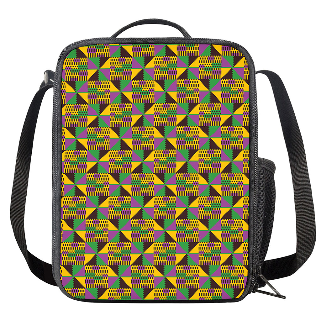 African Kente Pattern Print Crossbody Lunch Bag