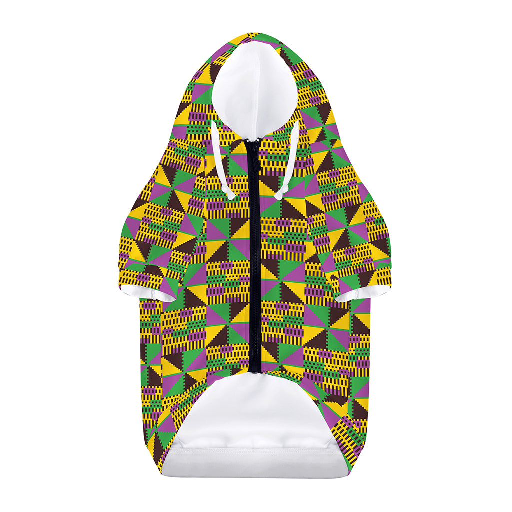 African Kente Pattern Print Dog Zip Up Hoodie