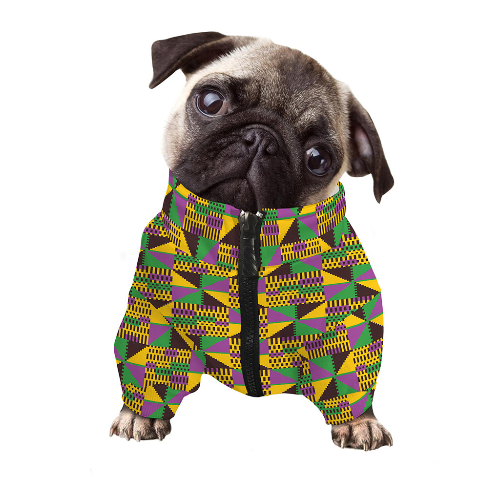 African Kente Pattern Print Dog Zip Up Jacket