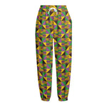 African Kente Pattern Print Fleece Lined Knit Pants