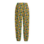 African Kente Pattern Print Fleece Lined Knit Pants