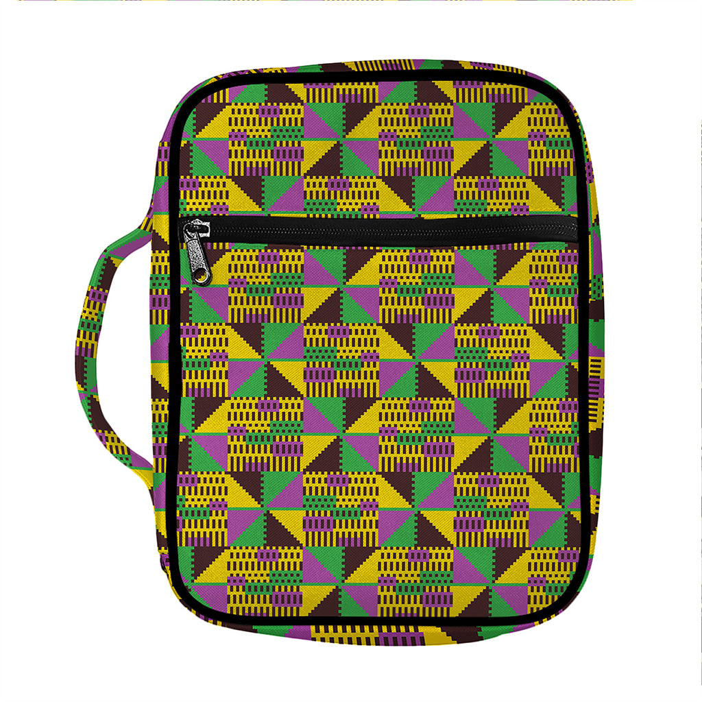 African Kente Pattern Print Front Pocket Bible Bag