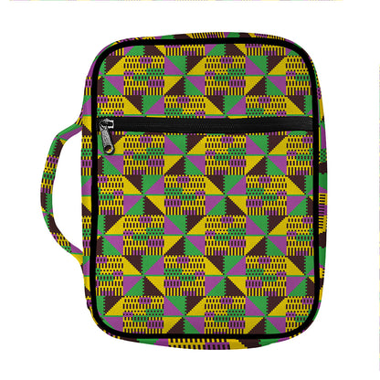 African Kente Pattern Print Front Pocket Bible Bag