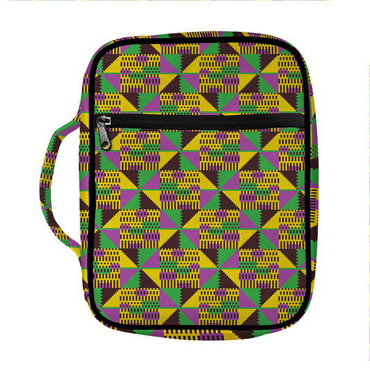 African Kente Pattern Print Front Pocket Bible Bag