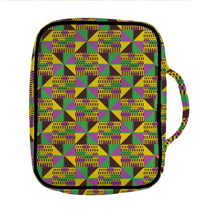 African Kente Pattern Print Front Pocket Bible Bag