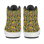 African Kente Pattern Print High Top Leather Sneakers