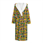 African Kente Pattern Print Hooded Bathrobe