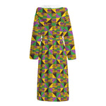 African Kente Pattern Print Hooded Bathrobe