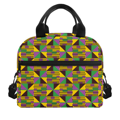 African Kente Pattern Print Insulated Lunch Bag