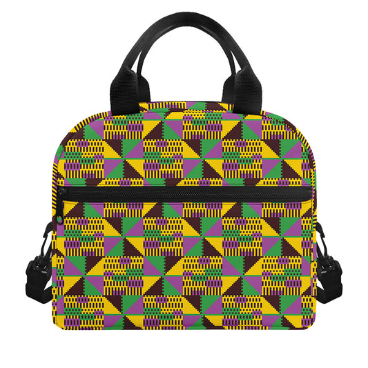 African Kente Pattern Print Insulated Lunch Bag