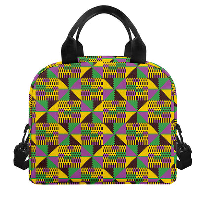 African Kente Pattern Print Insulated Lunch Bag