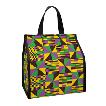 African Kente Pattern Print Insulated Lunch Tote