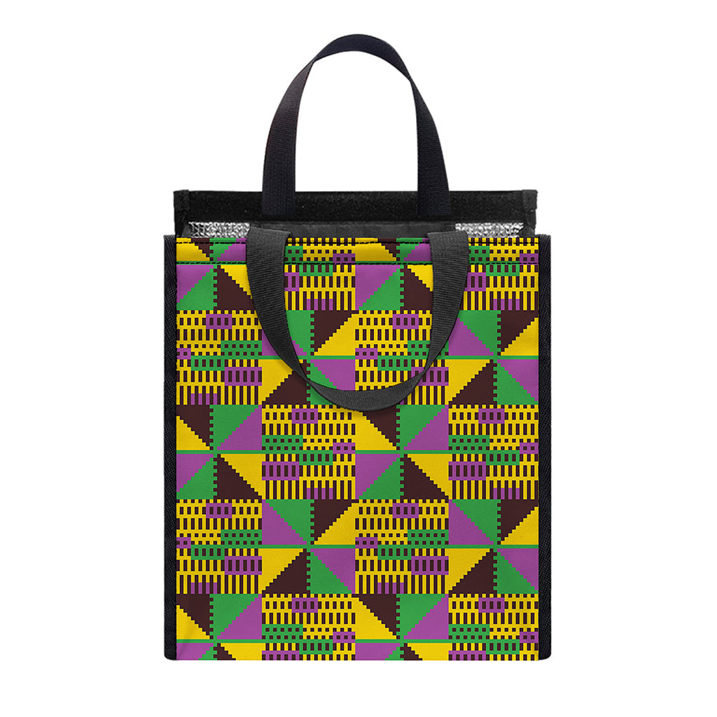 African Kente Pattern Print Insulated Lunch Tote