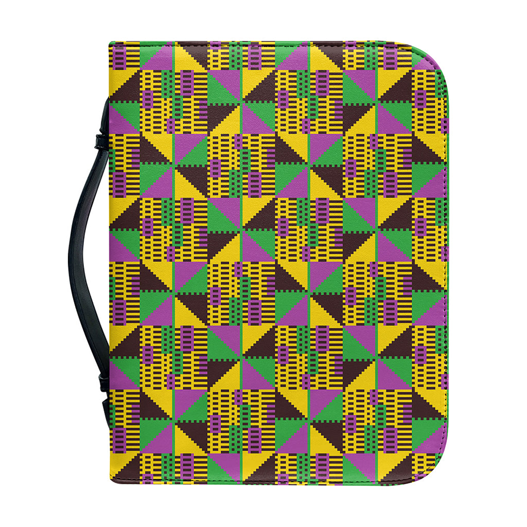 African Kente Pattern Print Leather Bible Cover