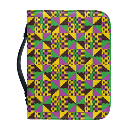 African Kente Pattern Print Leather Bible Cover