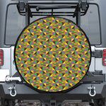 African Kente Pattern Print Leather Spare Tire Cover
