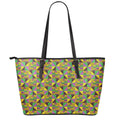 African Kente Pattern Print Leather Tote Bag With Zipper