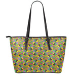 African Kente Pattern Print Leather Tote Bag