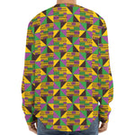 African Kente Pattern Print Long Sleeve Baseball Jersey