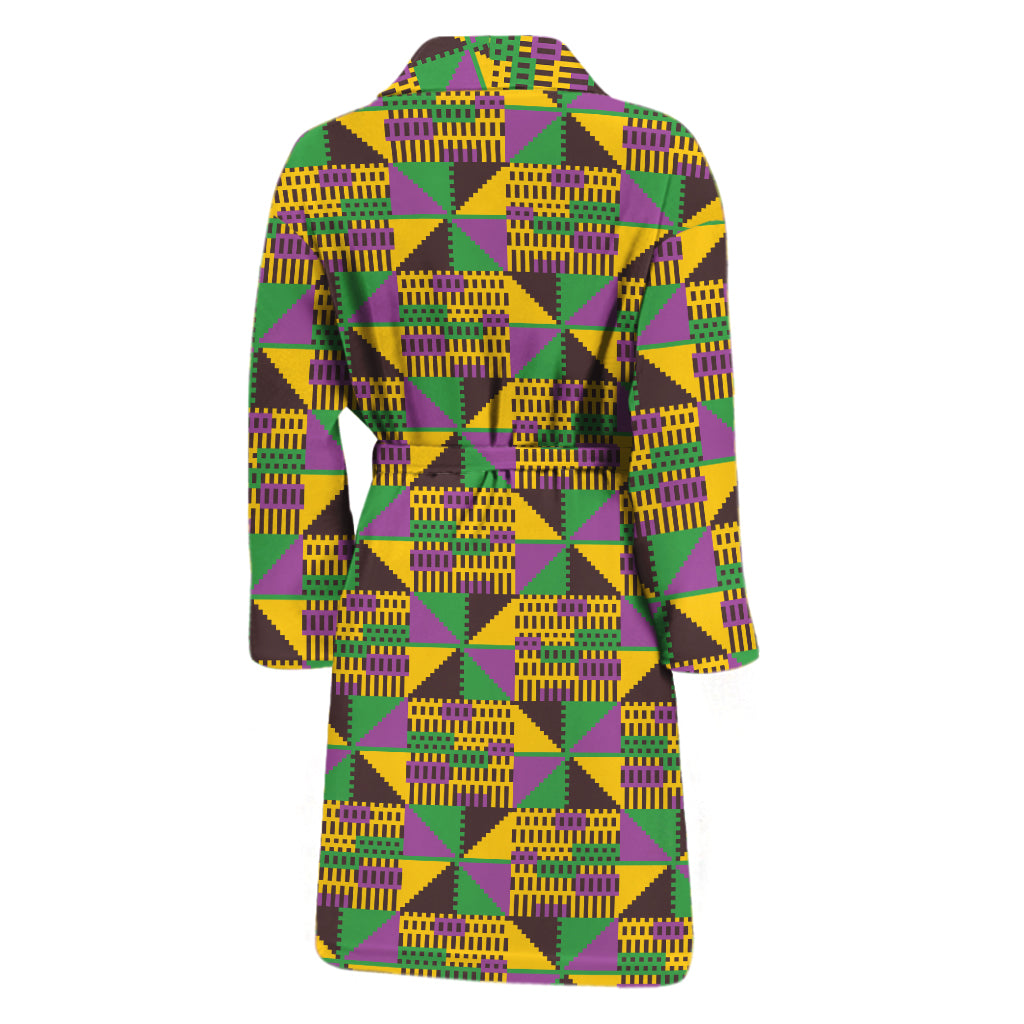 African Kente Pattern Print Men's Bathrobe