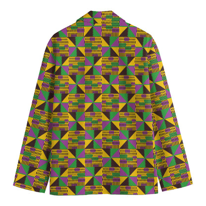 African Kente Pattern Print Men's Blazer