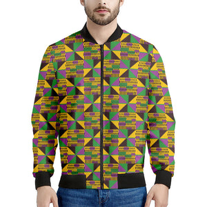 African Kente Pattern Print Men's Bomber Jacket