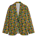 African Kente Pattern Print Men's Cotton Blazer