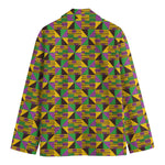 African Kente Pattern Print Men's Cotton Blazer