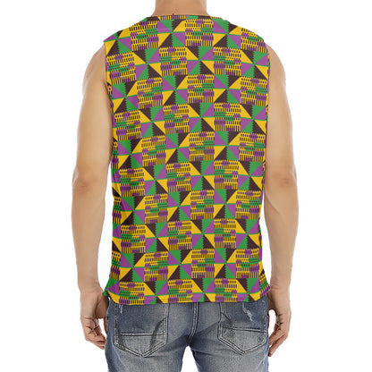 African Kente Pattern Print Men's Fitness Tank Top