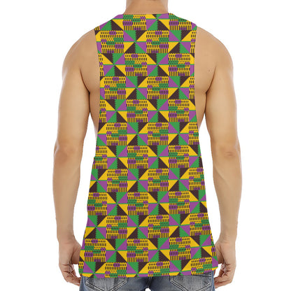 African Kente Pattern Print Men's Muscle Tank Top